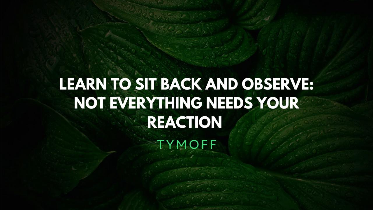 learn to sit back and observe not everything needs a reaction who said it