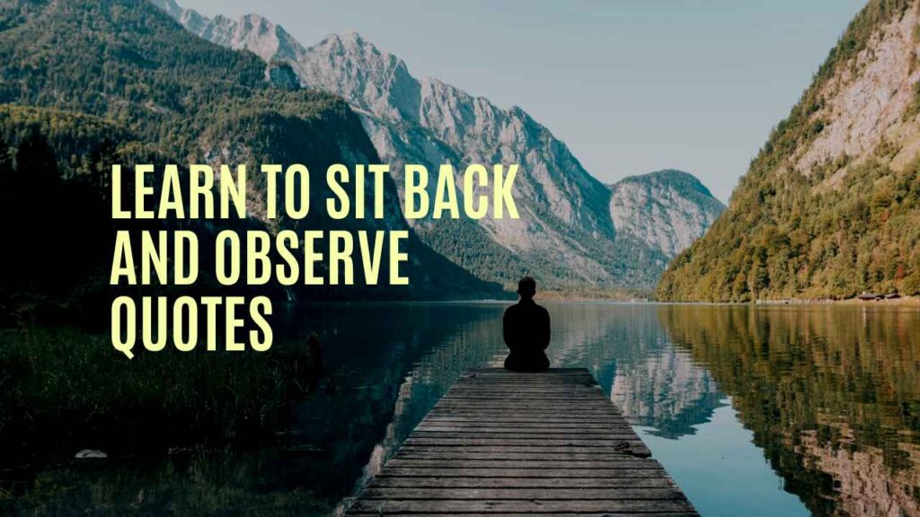 who wrote the quote learn to sit back and observe?