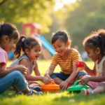 children playing together to support healthy social and cognitive growth