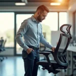 worker selecting ergonomic seat tailored to specific job requirements
