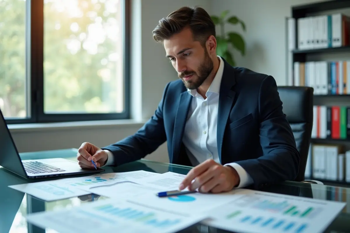 financial advisor reviewing loan documents during detailed finance approval process