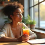 person enjoying innovative beverage inspiring creative ideas and new beginnings