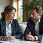 homeowner consulting real estate agent about using property to fund future plans