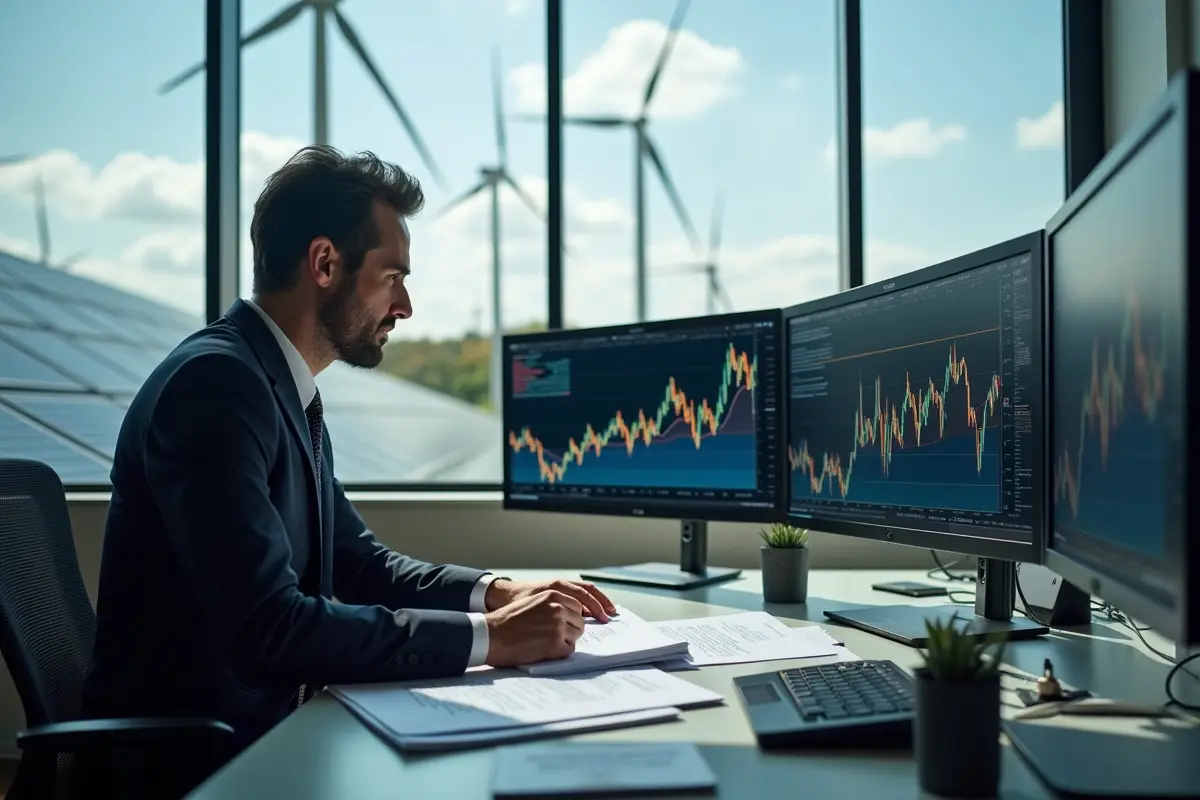 investor analyzing renewable energy stocks affected by policy and project wins