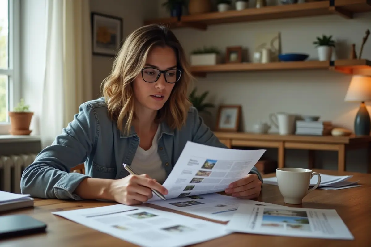 first time homebuyer reviewing property listing documents