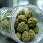 industrial hemp flowers displayed in sealed packaging