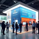 branded trade show booth attracting event visitors