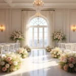 wedding venue decorated with elegant ceremony elements
