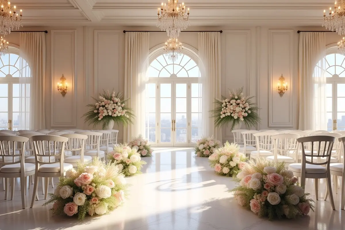 wedding venue decorated with elegant ceremony elements