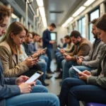 people using digital devices in modern daily lifestyle