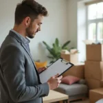 person organizing checklist before moving to new city