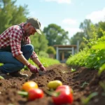 gardener and individual optimizing micronutrients for plant growth and human health