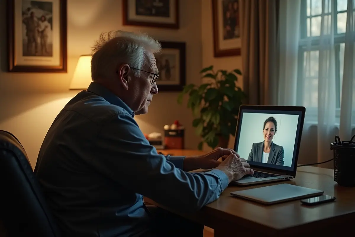 veteran receiving online therapy support for ptsd healing journey