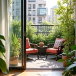 apartment resident creating patio garden oasis with plants and greenery
