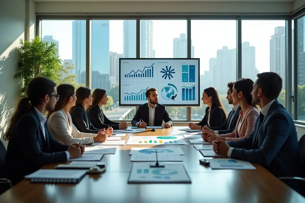 business analyzing performance metrics to support sustainable corporate growth