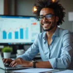 business owner managing company website to save time and reduce costs